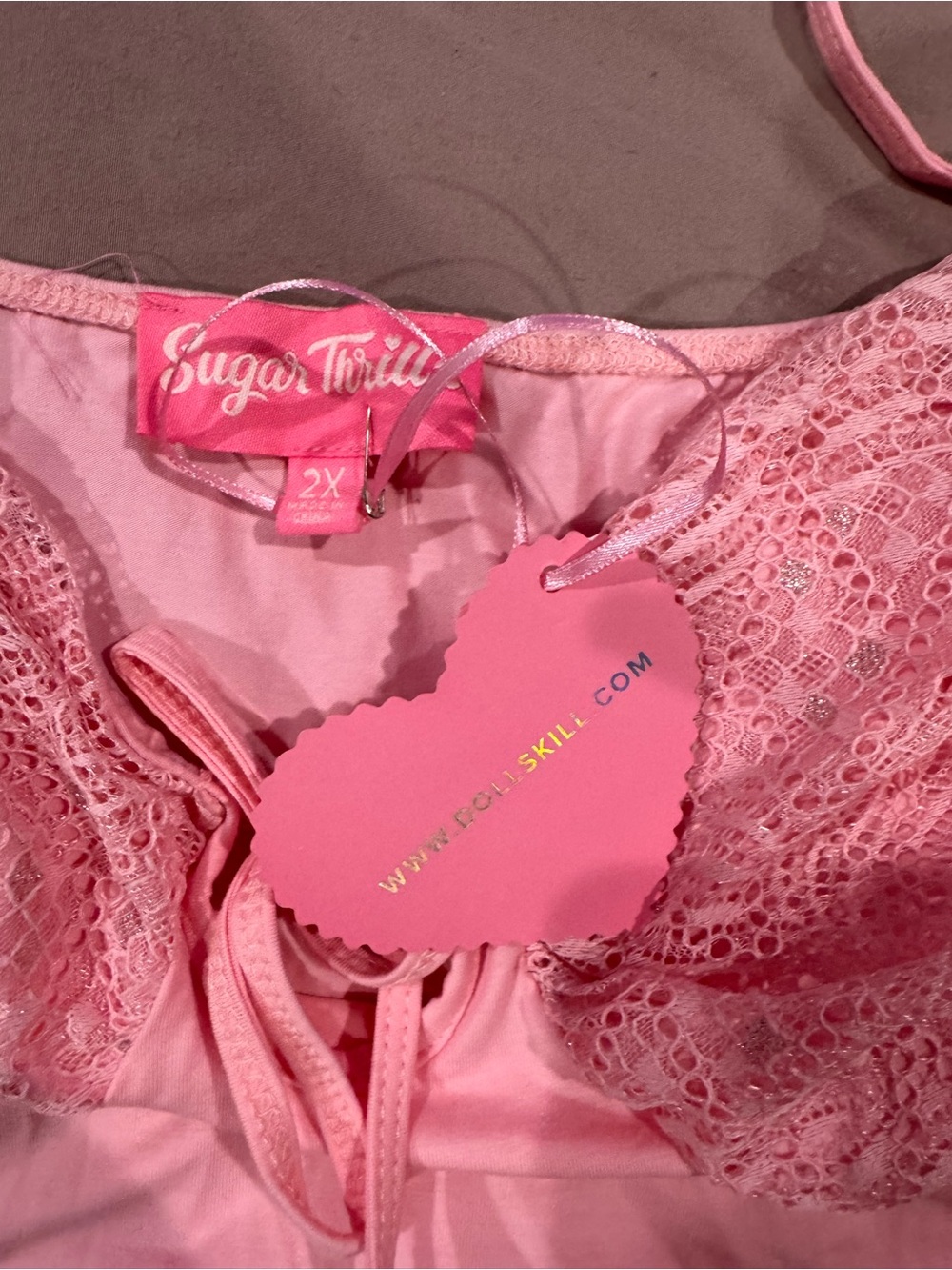 Pink Lace-Trim Long Sleeve fairy dress - Picture 2 of 3